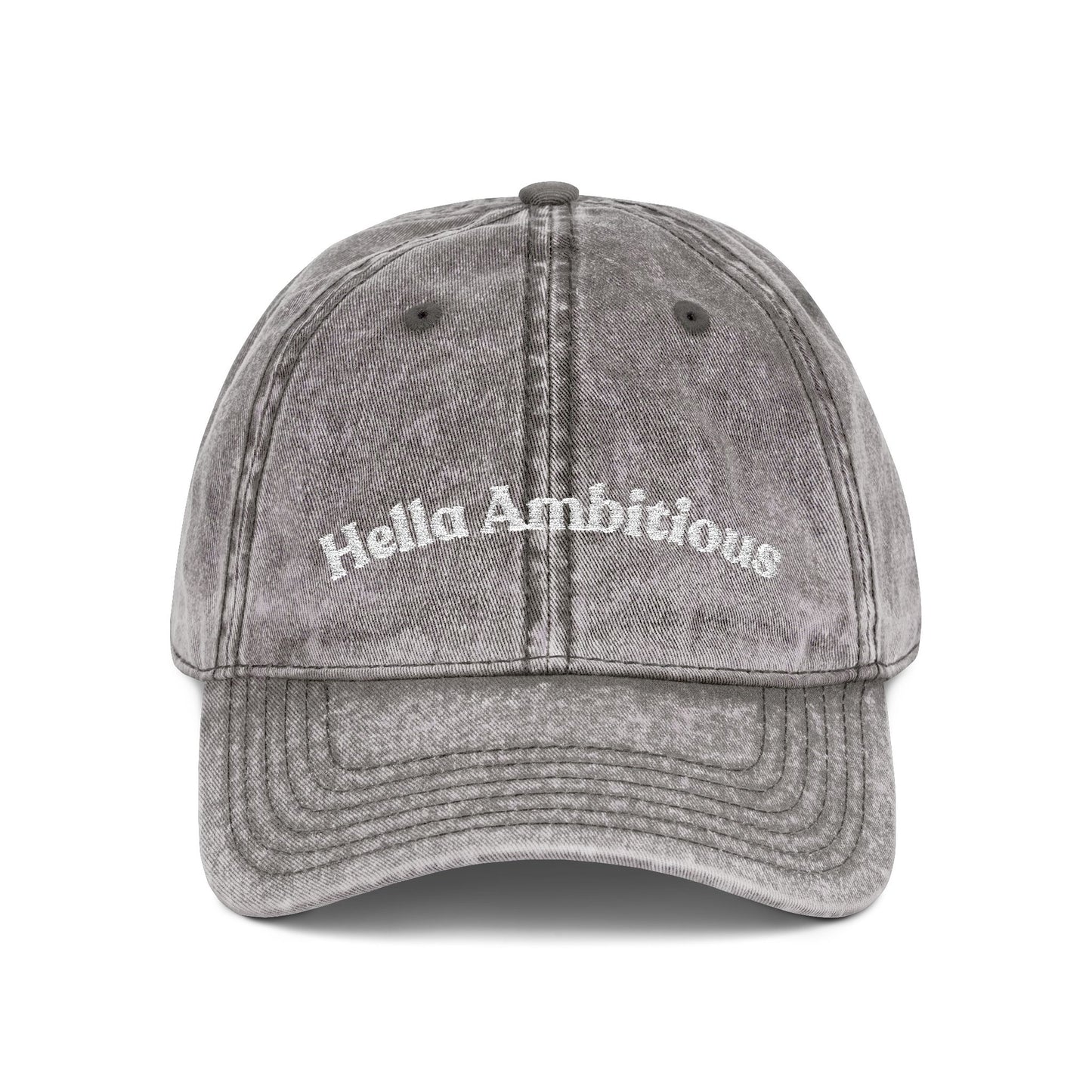 Vintage Cap with 'Hello Ambitions' Embroidery