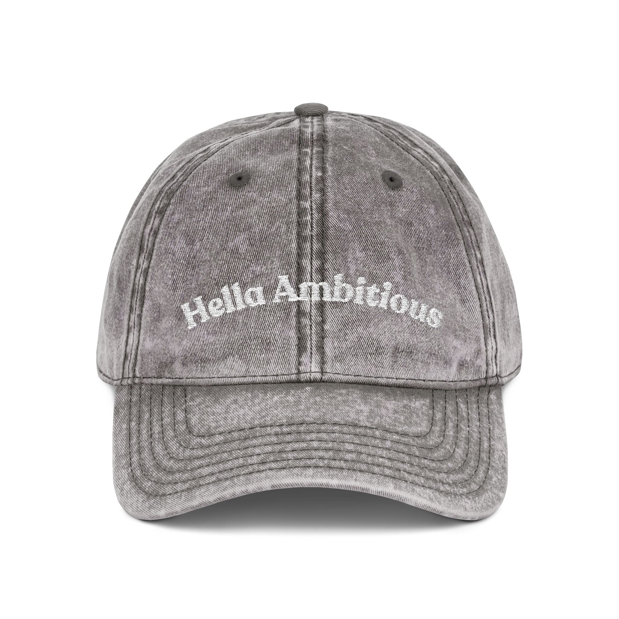 Vintage Cap with 'Hella Ambitions' Embroidery