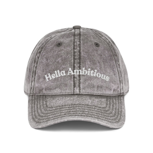 Vintage Cap with 'Hello Ambitions' Embroidery
