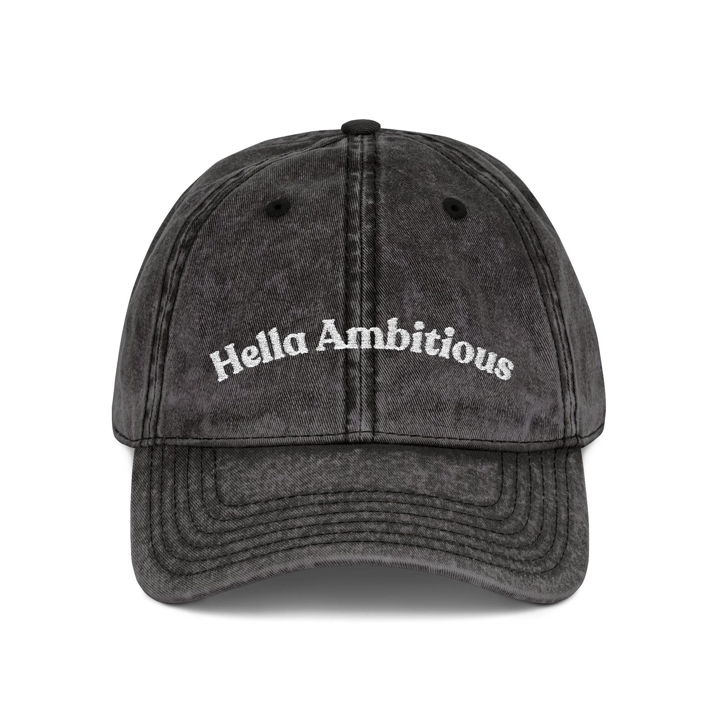 Vintage Cap with 'Hello Ambitions' Embroidery