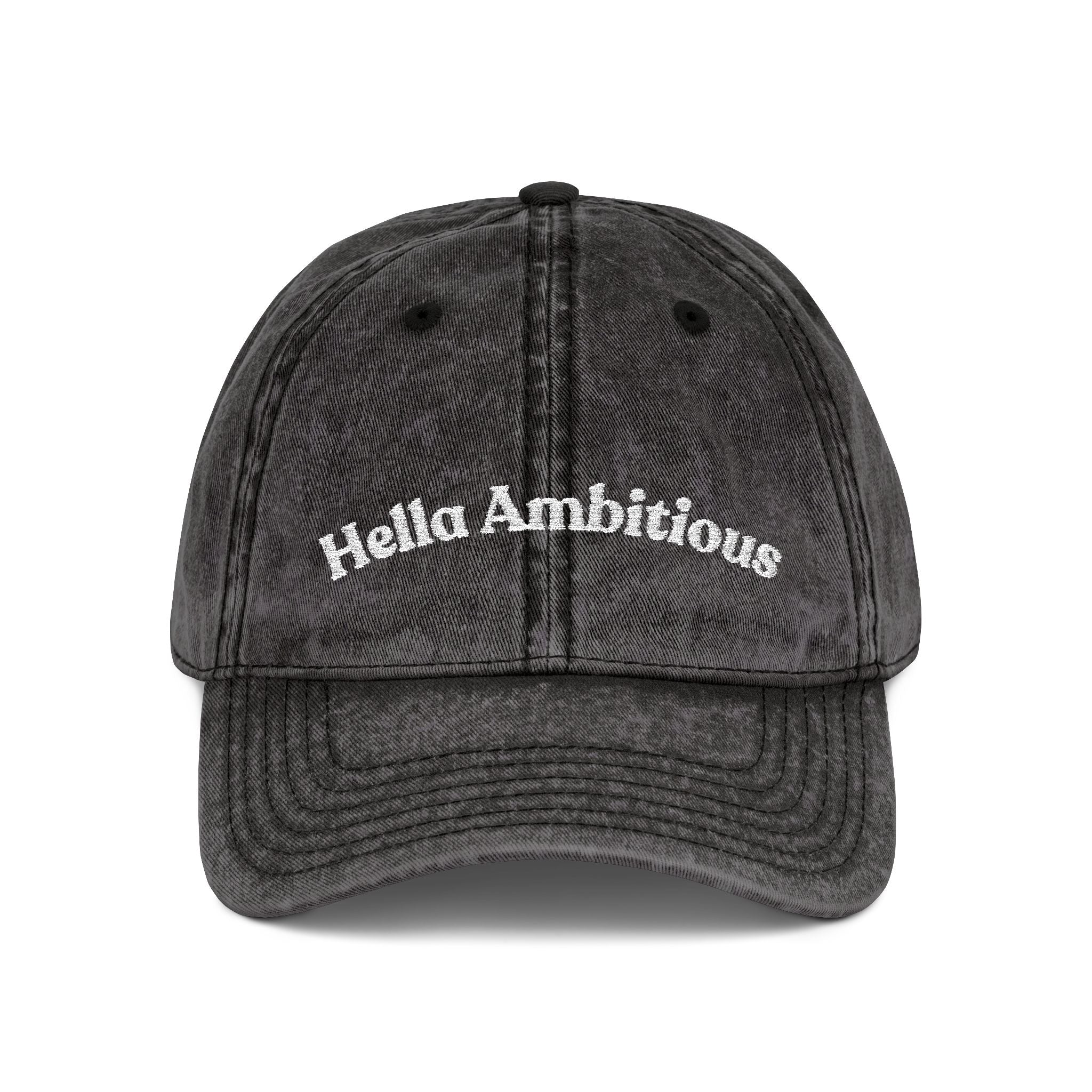 Vintage Cap with 'Hella Ambitions' Embroidery